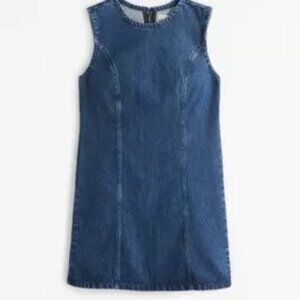 Abercrombie & Fitch Denim Shift Mini Dress Dark Wash